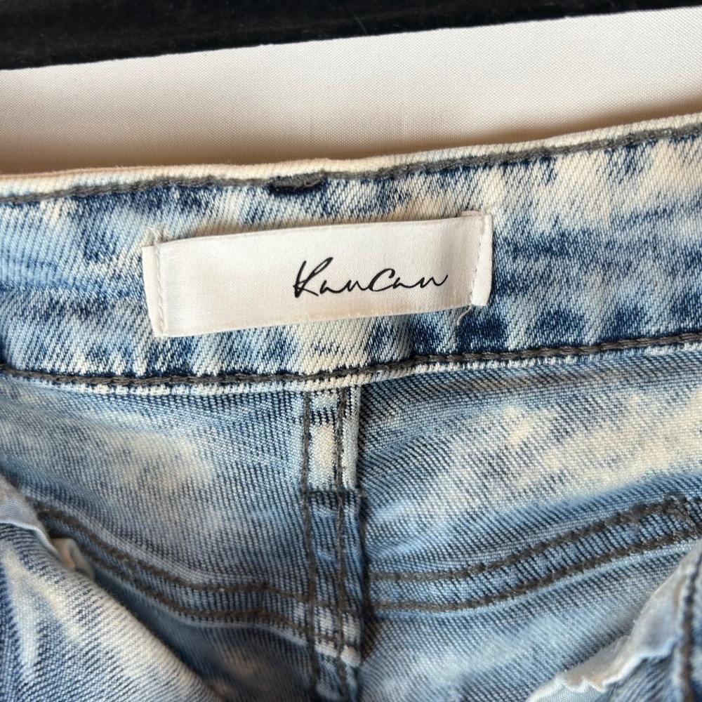 Kancan Womens Denim Shorts Acid Wash Frayed Hem‎ Distressed Blue Size M - Picture 5 of 12